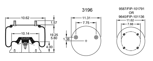 Air Spring - 1 Solid Sleeve - 1T Reversible Sleeve - AGA8050