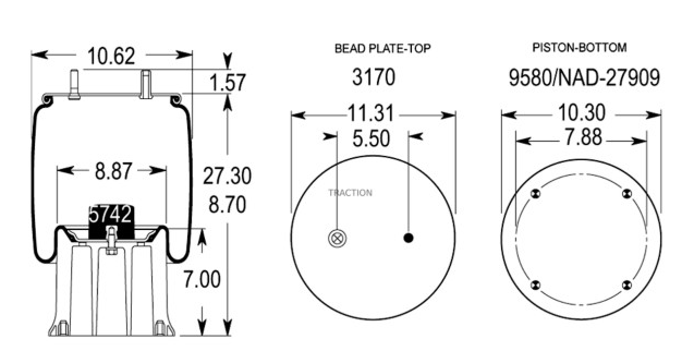 Air Spring - 1 Solid Sleeve -1T Reversible Sleeve - 9122