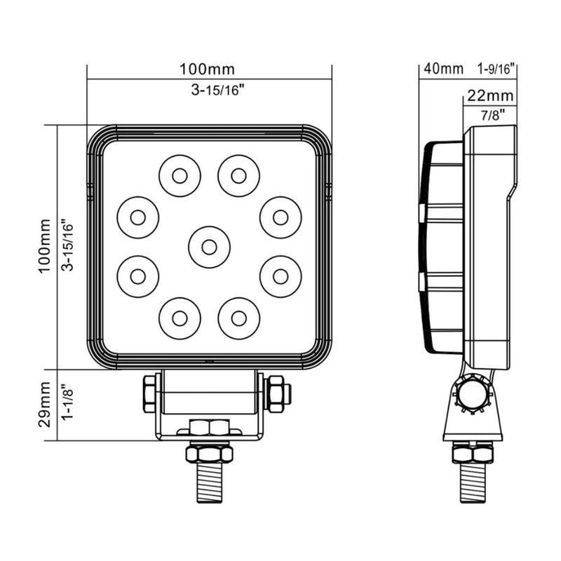 N727 - 4" Square - 60° Work Flood